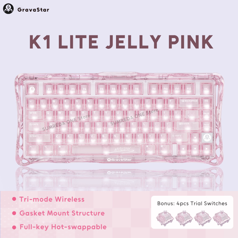 K1 LITE JELLY PINK Mechanical  - Pc Gaming Pink 评论和价格